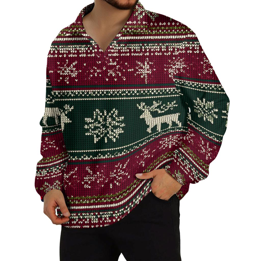 Men's Casual Collared Long-Sleeve Knit Base Layer Top