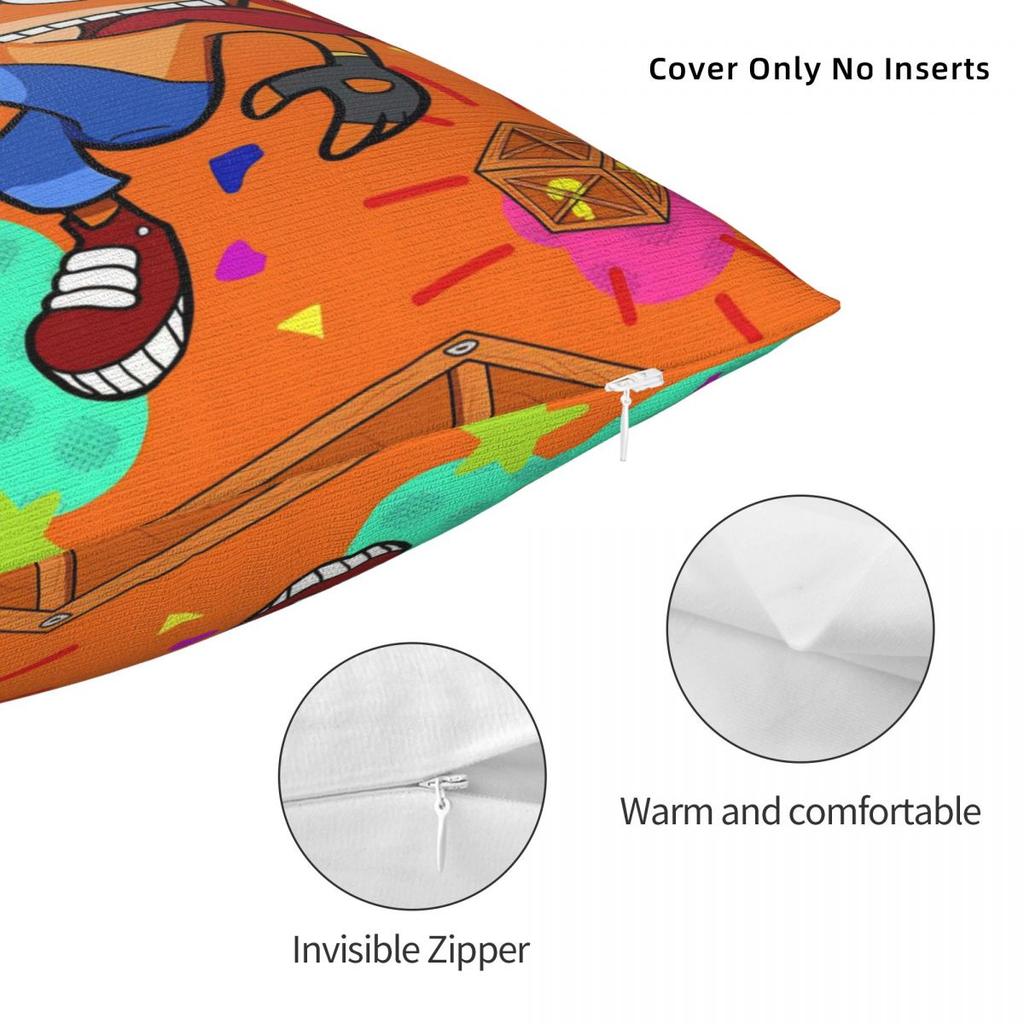 Pillow Case C-Crash B-Bandicoot Polyester Pillow Cover Fashion Cushion Cover Pattern Pillowcases For Office Car Home Decorative