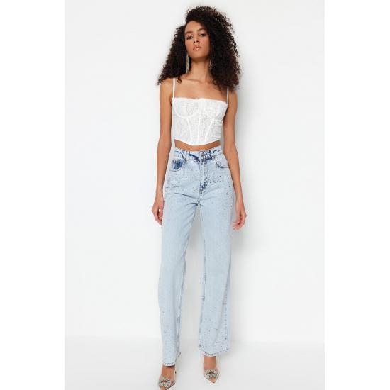 Crop Lined Corset Detailed Lace Bustier