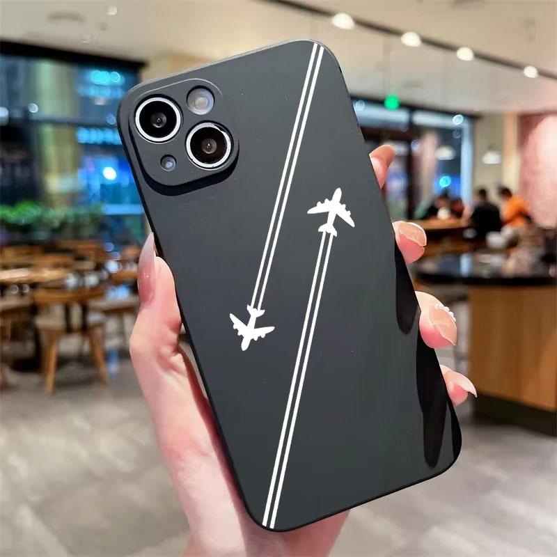 Премиальный чехол для телефона с рисунком самолета для iPhone 16 15 Pro Max Чехлы iPhone 13 11 12 14 Pro XS Max 7 8 Plus XR X Мягкая силиконовая крышка