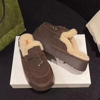 Женские тапочки на толстой подошве с мехом, комнатные/уличные, теплые, осенне-зимние, полусапожки, повседневные