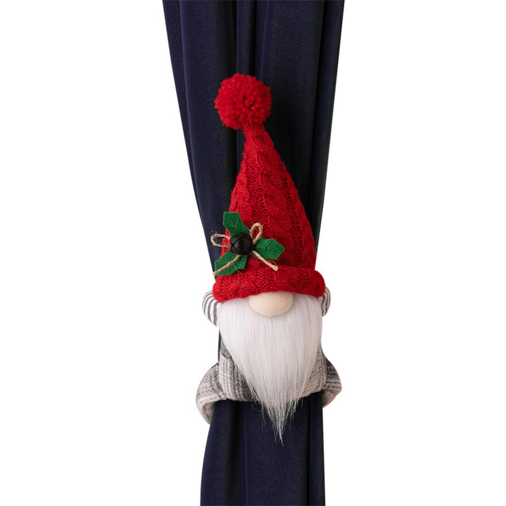 Christmas Curtain Tieback Hold Back Fastener With Magic Sticker Cute Rudolf Faceless Doll Curtain Buckle For Home Office Window