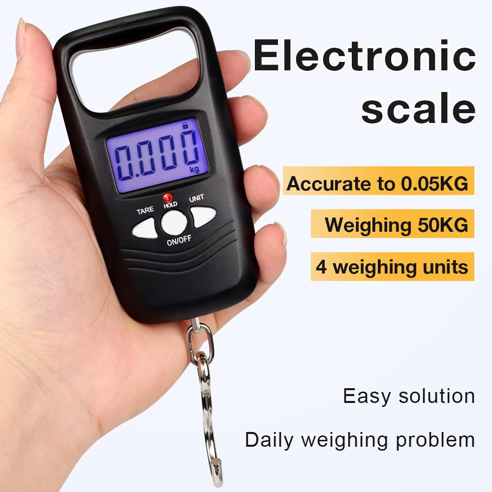 50kg Hanging Digital Pocket Luggage Scale Hook Weight Mini Hanging Scale Portable LCD ABS Hanging Weighting Fishing Hook Balance
