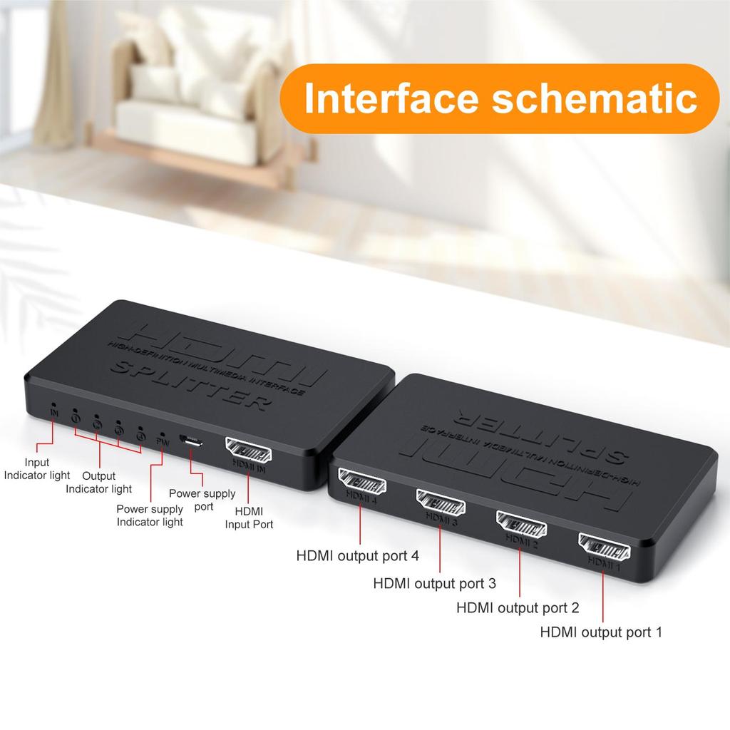 1 In 4 Out 4K HDMI Splitter Switcher HD-MI Switch Adapter 4port Hub 1080P Video Distributor for TV PC Laptop Monitor Projector