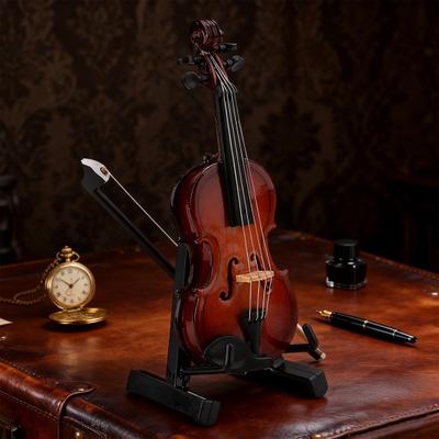 Деревянная мини-модель скрипки с подставкой, игровая крошечная скрипка, миниатюрный музыкальный инструмент, украшение, декор для дома, офиса, рабочего стола