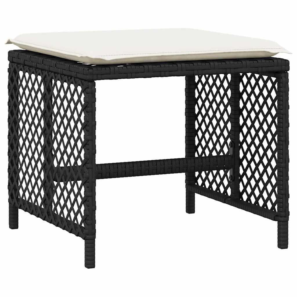 17 piece Outdoor Dining Set with Cushions Black Poly Rattan