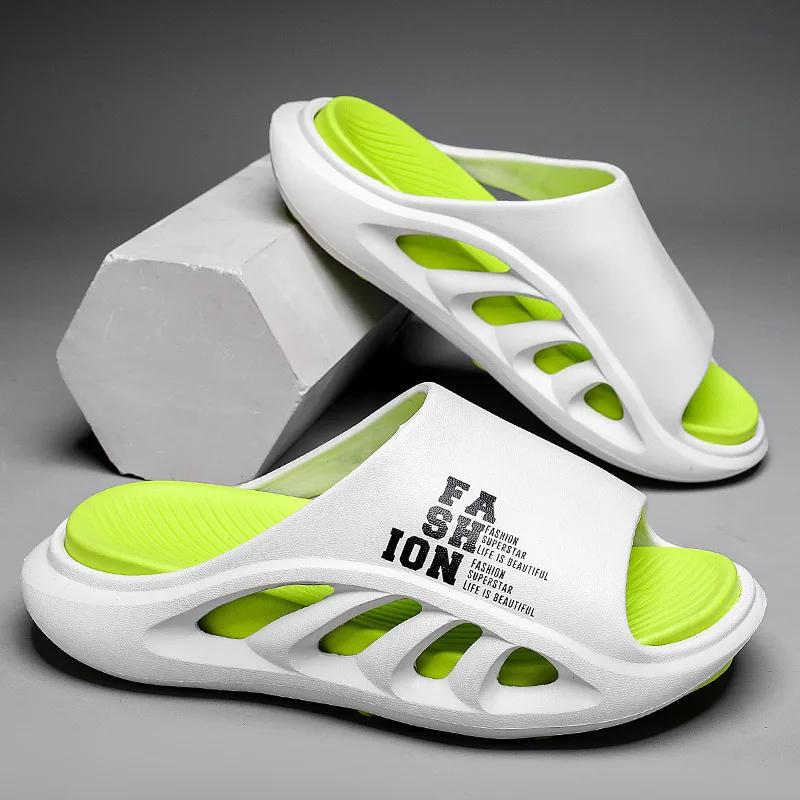 Летние мужские тапочкисупер мягкие нескользящие новые пляжные тапочки, износостойкие, модные, повседневные сандалии класса люкс из ЭВА на толстой подошве