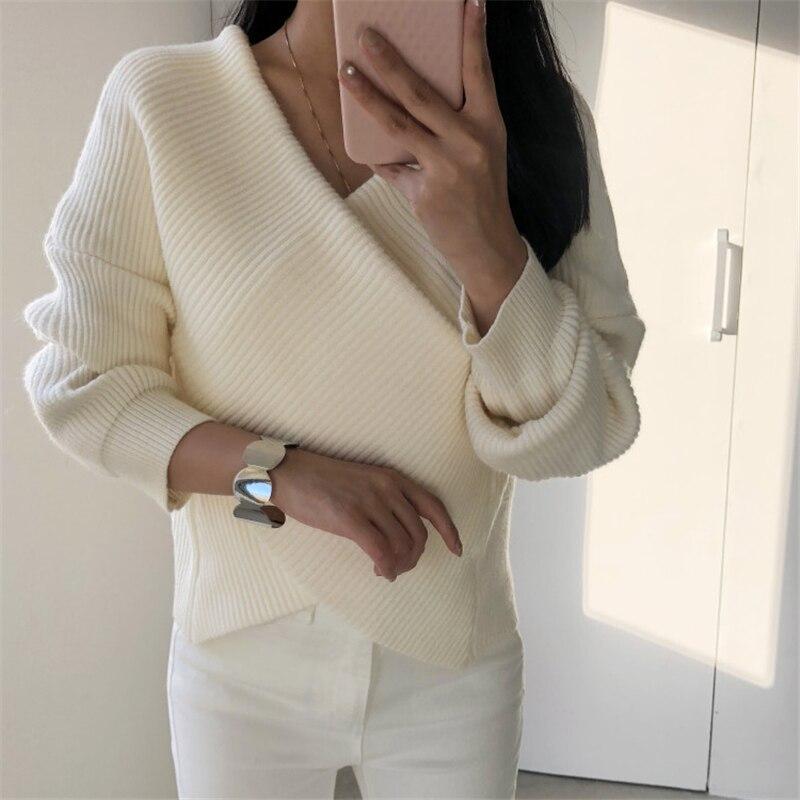 Женский короткий кардиган, вязаный свитер, осень-зима, джемпер с длинным рукавом и v-образным вырезом, кардиганы, повседневные свитера для женщин, мода