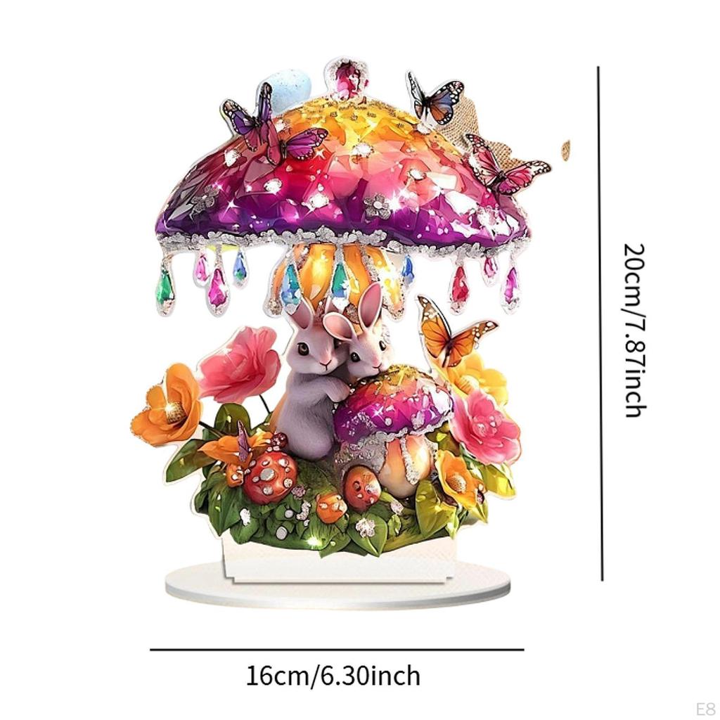 2D Bunny Ornament Acrylic Rabbit Design for Festive Tabletop Display