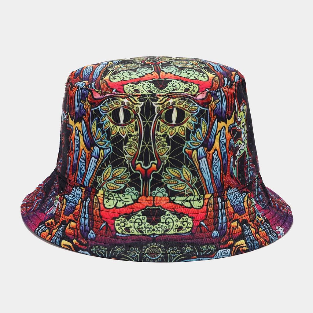 2027 NEW KJ Custom Printing Reversible Wide Brim Bucket Hat Unisex All Over Print Polyester Bucket Hat With Private Brand Label