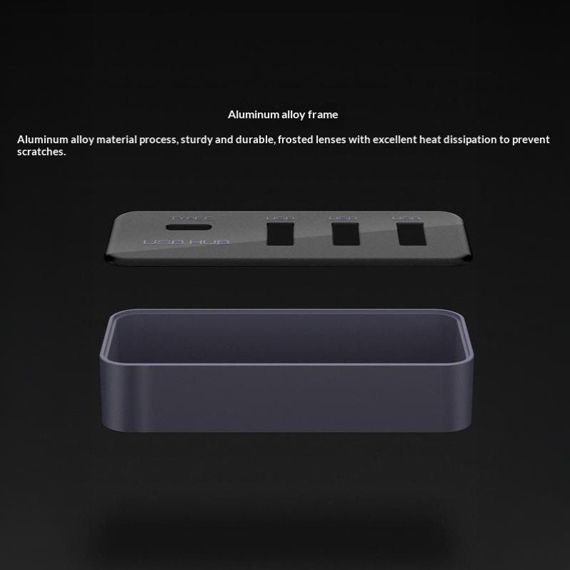 Car Glove Box USB HUB Docking Station 4-in-1 Multi Port Type C Splitter Adapter with Overcurrent Protection for Safety Use