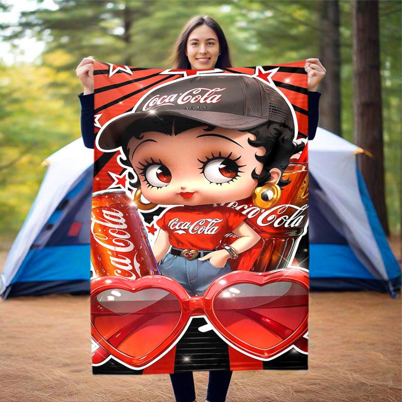 Christmas gift Halloween themed cola beverage Coca Cola blanket soft home furnishing nap decoration four seasons warm Sherpa blanket U24