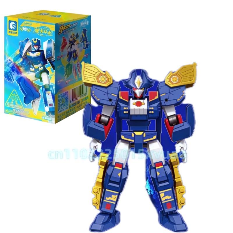 Новый SEMBO METAL CARDBOT Строительный Блок Xuan Blue Lightning Трансформирующийся Робот Сборка Подвижная Модель Игрушка Коллекционная Детский Подарок