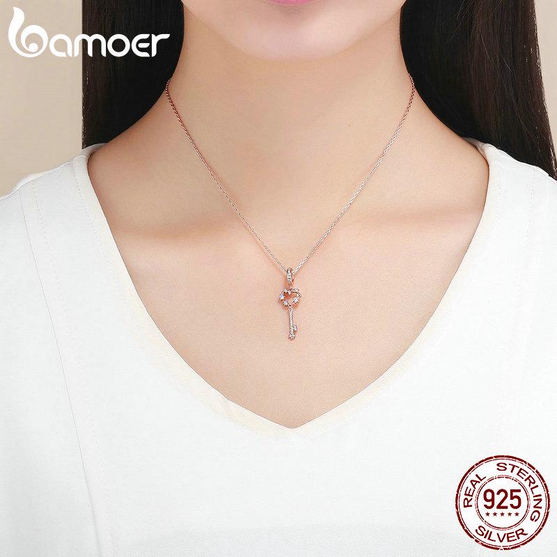 BAMOER. Женский кулон в форме ключа из стерлингового серебра 925