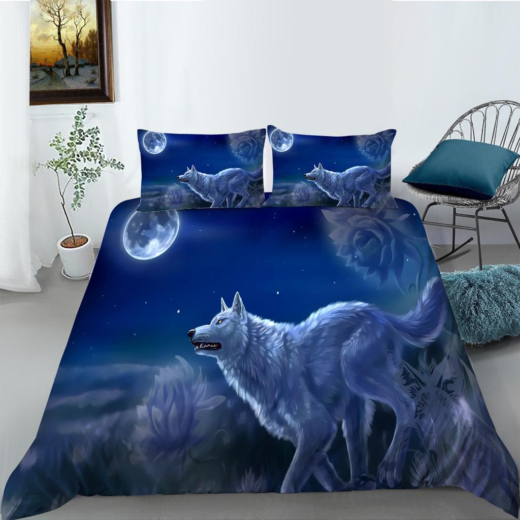 Etc Creative Wolf Series Digital Printing Bedding Two Or Three Piece Set Polyester