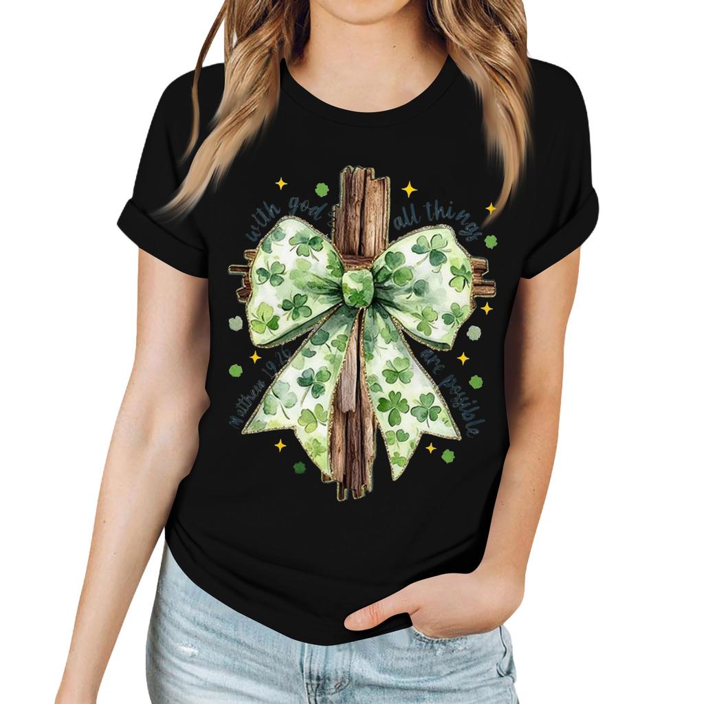 Женская повседневная футболка с принтом, пуловер с круглым вырезом, топ с короткими рукавами