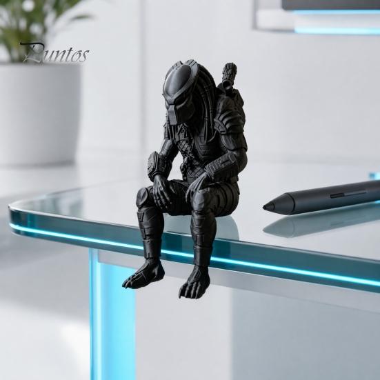 Детализированная модель Меха в Броне, 3D-печатная фигурка Хищника, Статуэтки Сидящие на Краю Стола, Мини-фигурка Sci-fi, Скульптура Воина-пришельца