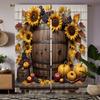 2 шт. HD тыква-бочка в виде подсолнуха, декоративная занавеска, желтая завязка, цифровая печать, занавеска для украшения дома, стиль Декабрь