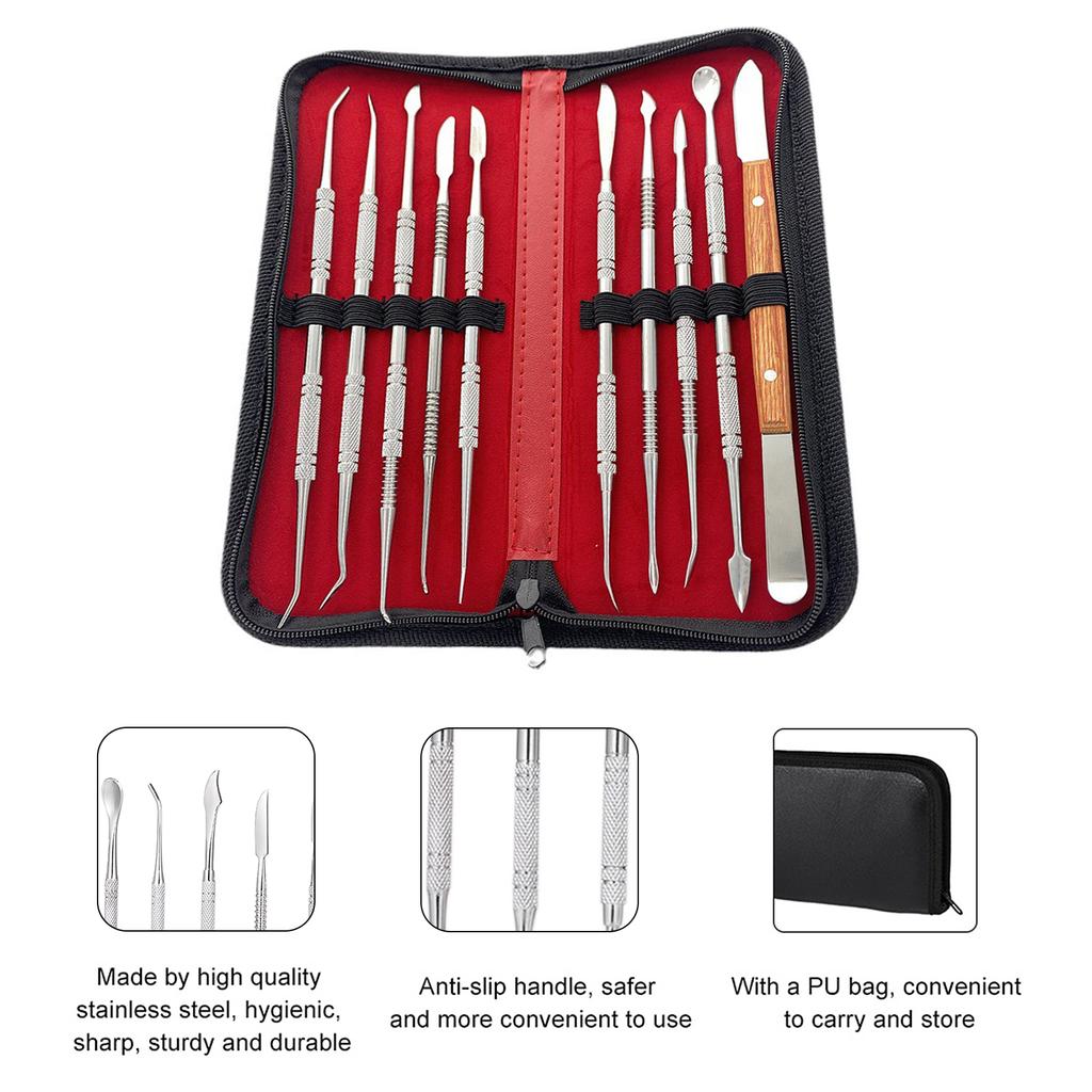 Набор из 10 инструментов для моделирования из воска из нержавеющей стали, универсальный набор стоматологических инструментов, оборудование для зуботехнической лаборатории, набор стоматологических инструментов с ПУ держателем