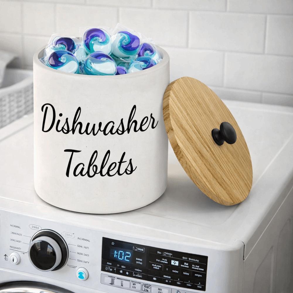 Wide Opening Dishwasher Pod Container Round Kitchen Storage Box Laundry Pods Container Apartment