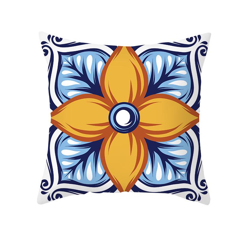 Наволочка для декоративной подушки с принтом Shopee Желтая и синяя Геометрическая В стиле середины века Ретро Абстрактная Декоративная подушка Наволочка для диванной подушки