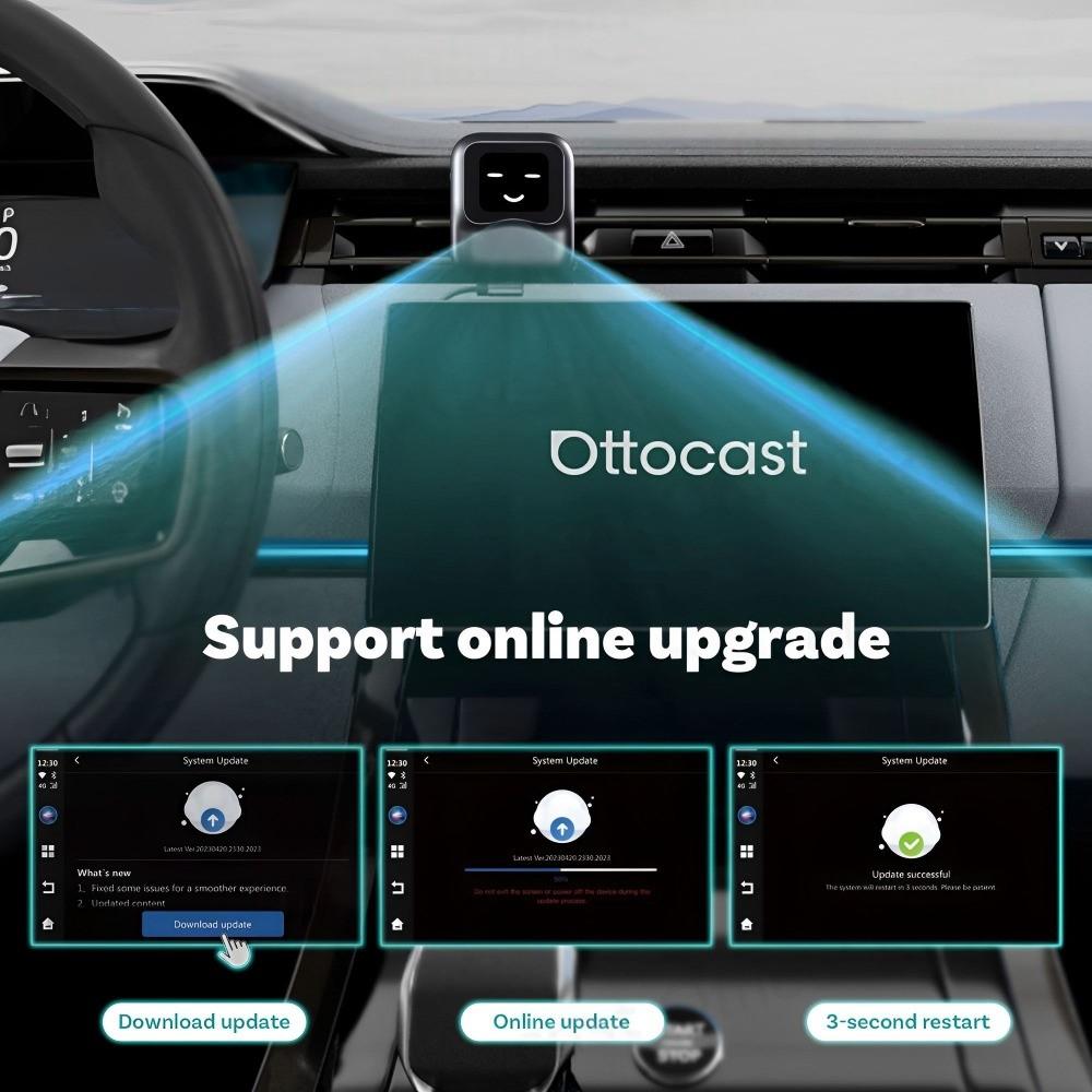 OTTOCAST Nano AI BOX Беспроводной адаптер Carplay Android Auto Android 13 QCM6225 8+128GB Голосовое управление Видеобокс