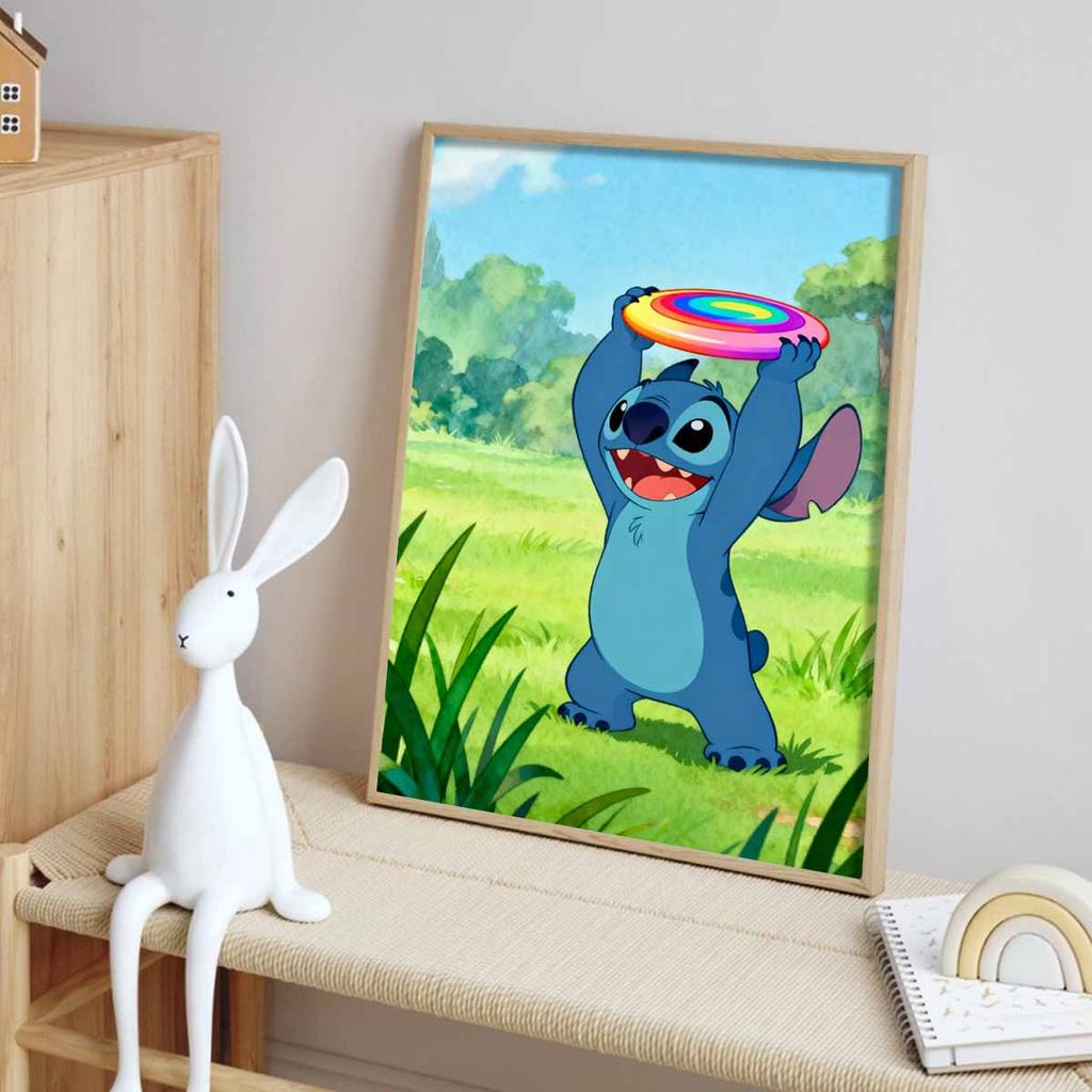 Disney Stitch 5D handmade diy diamond painting kit with rainbow frisbee, home wall decoration
