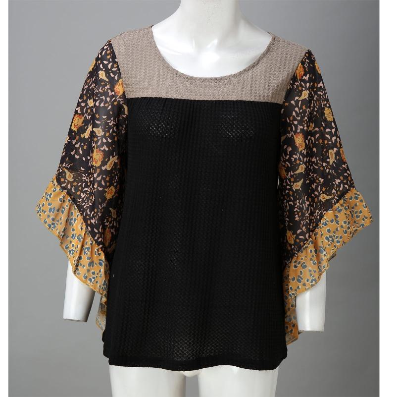 Весенне-осенняя свободная футболка с рукавом «летучая мышь» с принтом, женская мода, элегантная футболка больших размеров, женские повседневные винтажные офисные женские футболки, женская одежда 24575