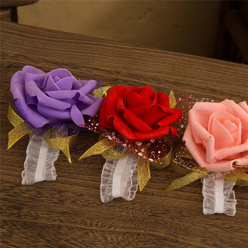 Корсаж на запястье невесты, свадебный браслет с розами, шелковые цветы, лента