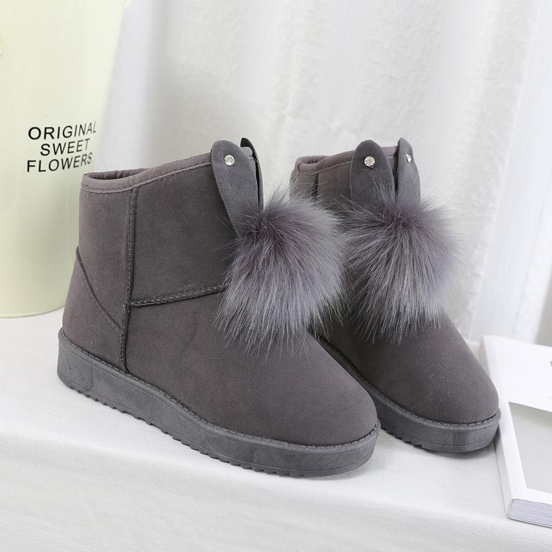 Order A Size Up Rabbit Ears Soft Snow Boots Women Winter Warm Plush Ankle Booties Female Fashion Slip On Cotton Shoes