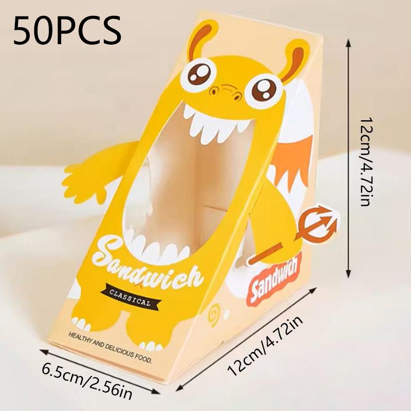 50 шт. коробка для сэндвичей с окошком упаковочная коробка для выпечки пирожных бумажная коробка для завтрака обертки для сэндвичей
