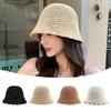 Hollow Women Visor Bucket Hat Breathable Fisherman Hat Korean Beach Straw Hat  Summer