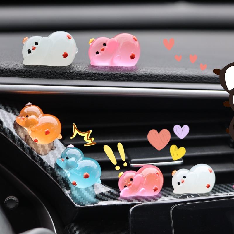 New Luminous Cute Duck Car Ornaments Auto Centre Console Dashboard Mirror Decorations DIY Garden Micro Landscape Accessories