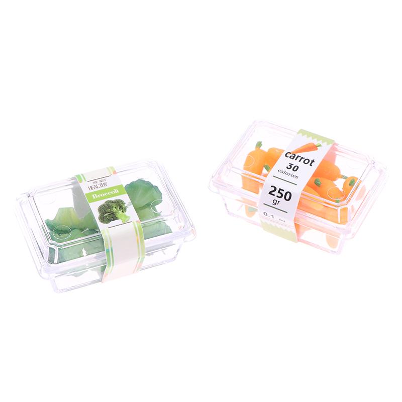 1/12 Dollhouse Mini Supermarket Vegetable Fruit Model With Clear Box Dollhouse Simulated Food Decoration Dolls House Accessories