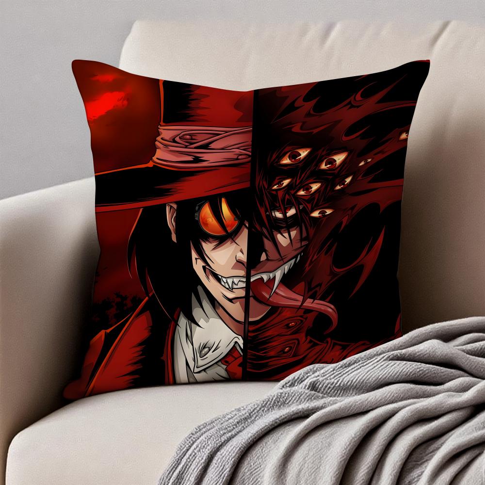 anime dark Anime HHellsing UUltimate Cushion Cover Pillowcase Antidustmite Invisible Zipper Short Plush Sofa Cushion