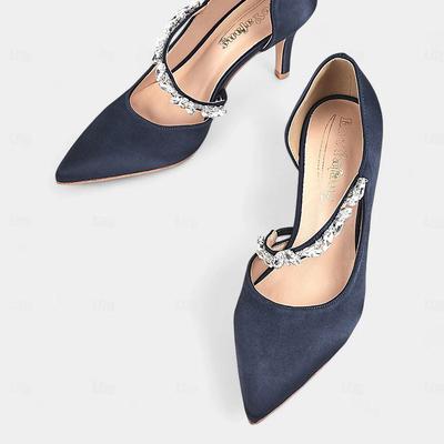 JC однословные туфли-лодочки с неглубоким вырезом, открытые сбоку, из шелка, с сексуальной цепочкой из страз, с острым носком, на полых высоких каблуках, женские шпильки