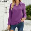 Women's Fashion Casual Solid Color Print Fall Winter Long Sleeve POLO Neck Blouses & Shirts Pullovers & Long Sleeves
