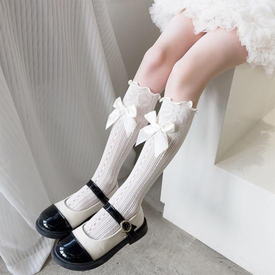 Yousheng, 2 шт., носки для девочек, волнистые кружевные носки с полой сеткой, милые, хорошая воздухопроницаемость, удобная повседневная одежда, дизайн с бантом из спандекса, японские носки JK, поставка для вечеринок