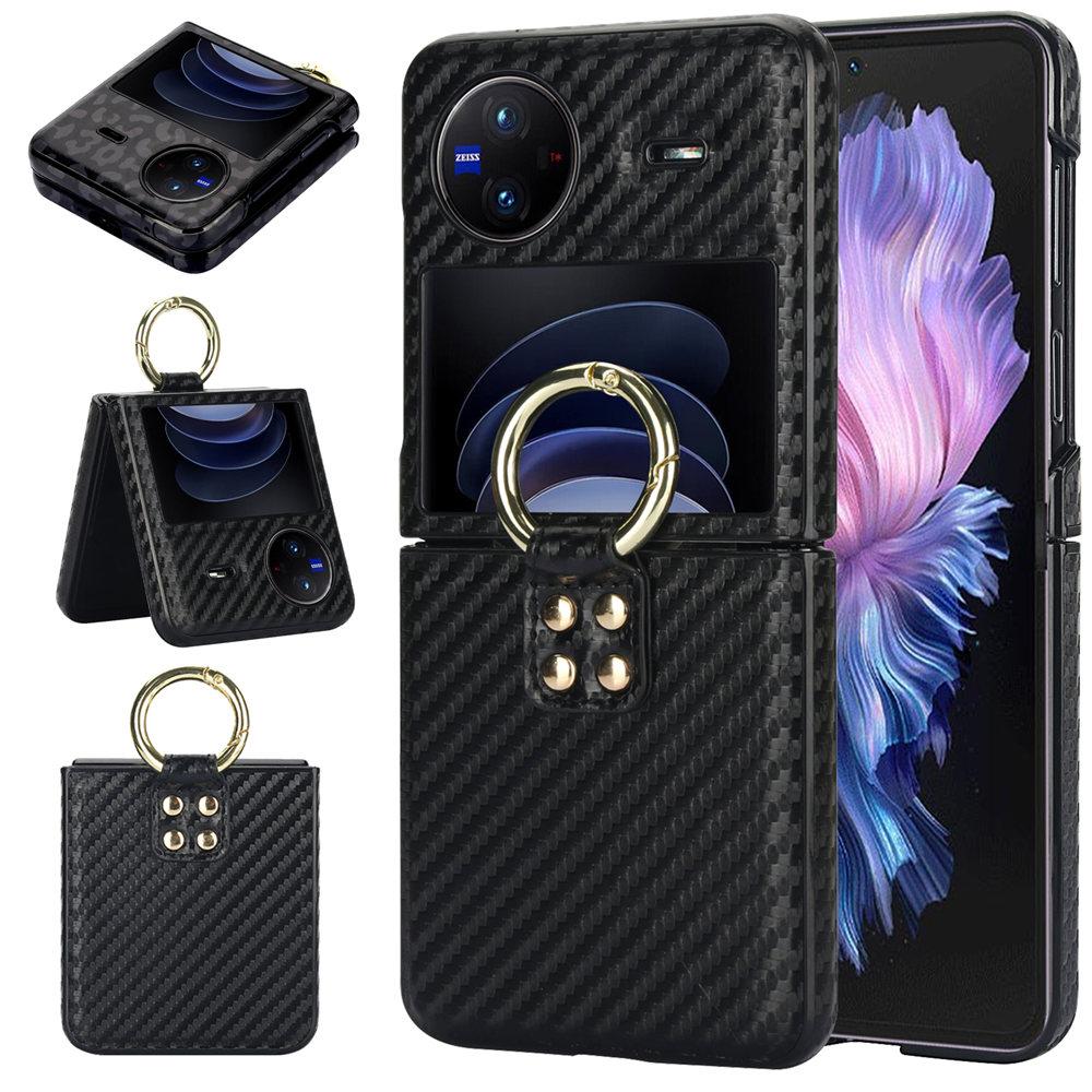 Для Vivo X Flip Модный Ультратонкий Чехол Кожаный Чехол с Леопардовым Принтом Для VIVO X Flip Держатель-кольцо Ромбовидная Задняя Панель Coque