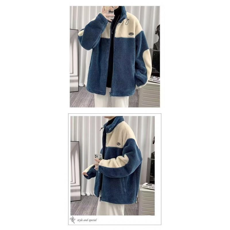 Мужская куртка из овчины - Модная корейская зимняя рабочая одежда, Свободная, Плюс бархат, Утепленный верх