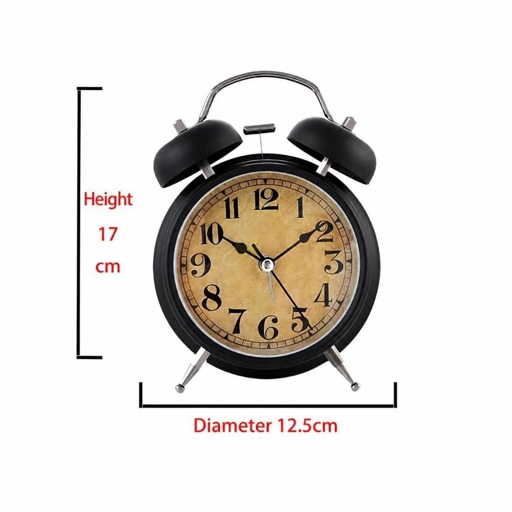 Silent Movement Desktop Clock Black&Gold Ringing Alarm Clock Retro Alarm Clock  Dormtory