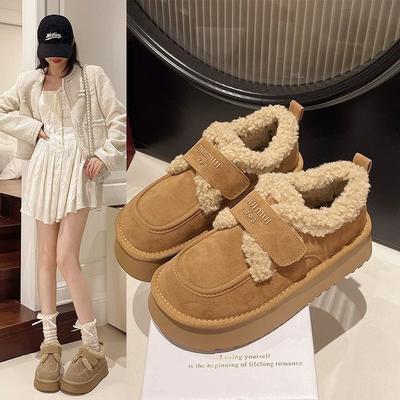 Теплые хлопковые ботинки из овечьей шерсти, женские плоские утолщенные плюшевые зимние ботинки, женские нескользящие ботильоны на толстой подошве, зимние ботинки