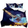 Комплект постельного белья с гитарой, двойной комплект постельного белья с рок-музыкой, комплект постельного белья в стиле хип-хоп и хиппи, синий комплект постельного белья с гитарой и полиэстером для подростка
