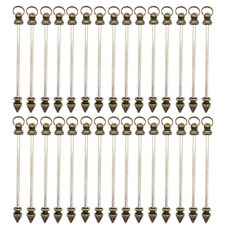 30 шт. Металлические стержни-шармы с пинами с ушком, Металлические подвески-стержни для нанизывания бусин, Универсальные аксессуары для бисероплетения для дизайнеров ювелирных изделий