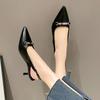 Мода 2024 года, новые туфли на среднем каблуке, остроносые туфли на высоком каблуке, версия модных босоножек, ретро-босоножки на высоком каблуке, женская обувь Zapatos De Mujer