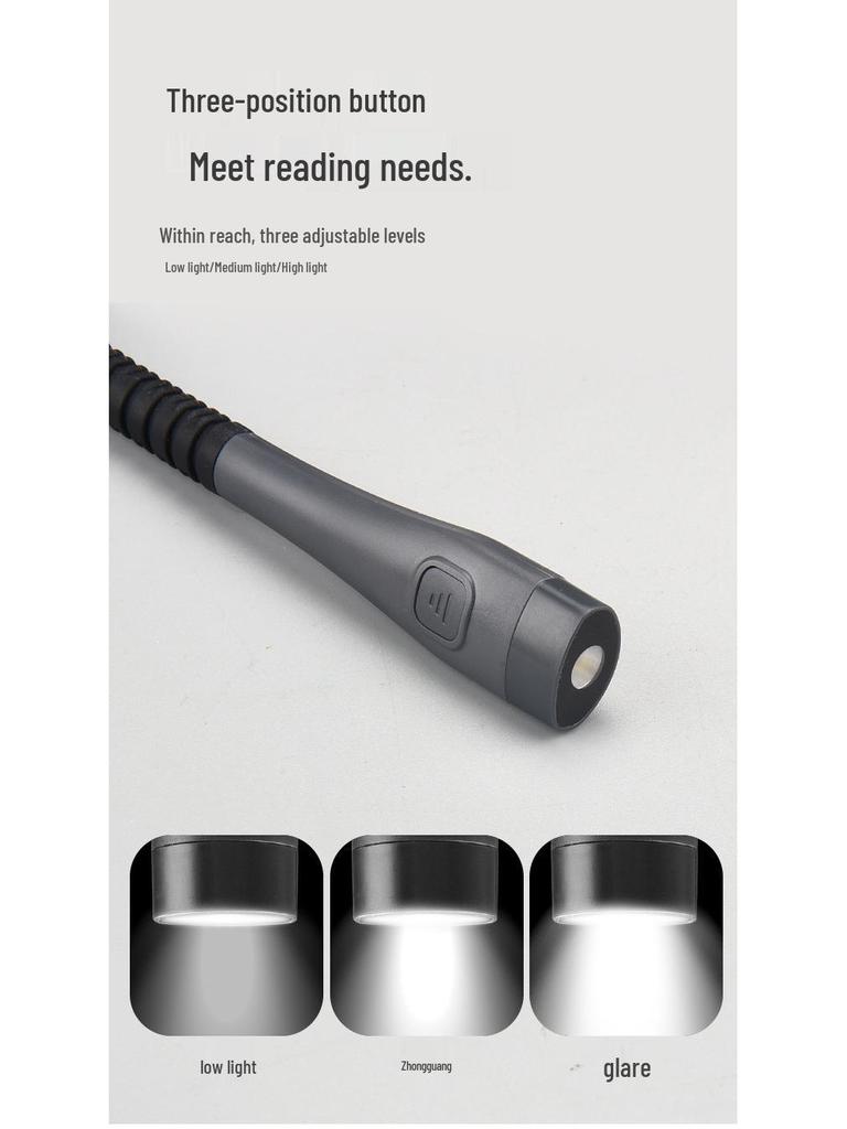 LED Neck Reading Light with Eye Protection and Three-Color Dimming