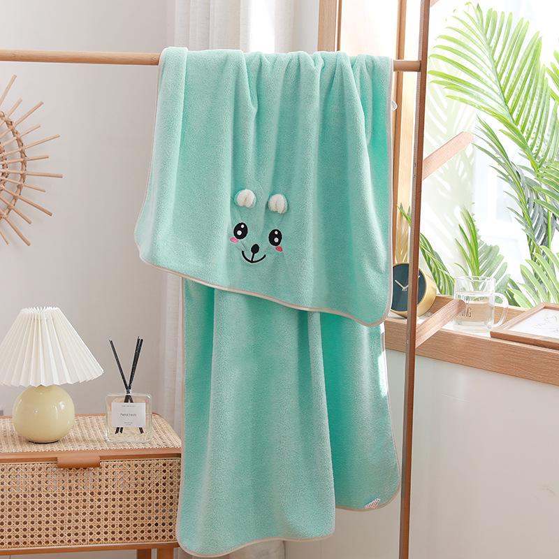Быстросохнущее полотенце для купания с милым мультяшным принтом для младенцев - мягкое, впитывающее, толстое, коралловый флис
