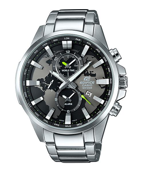 Casio Мужские аналоговые кварцевые часы с будильником EFR-303D-1AV из нержавеющей стали, водонепроницаемые до 100 м