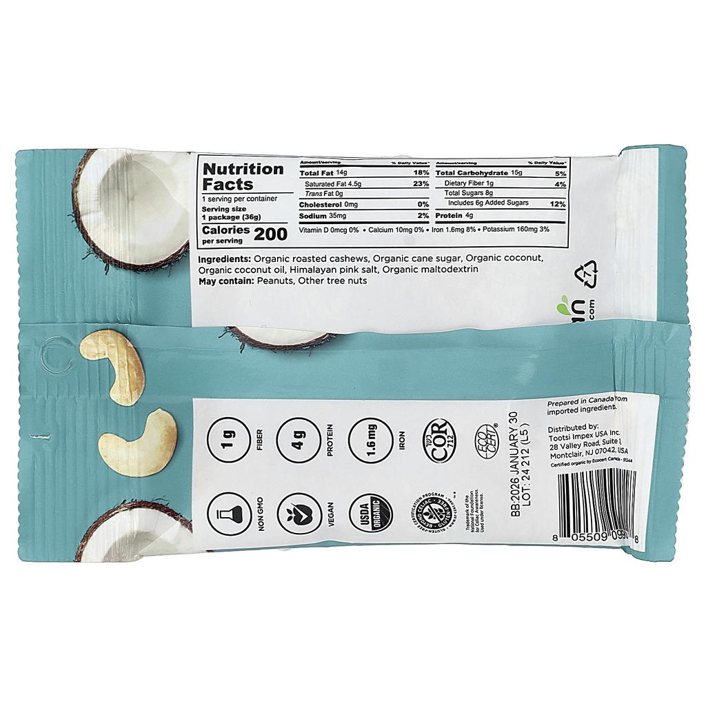 Elan, Organic Coconut Cashews, 1.27oz