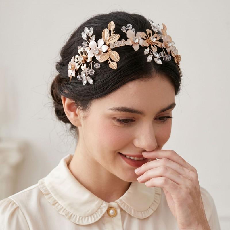 Elegant Bridal Hair Vine With Rhinestone Flowers Handmade Pearl Accents Wedding Party Or Occasion Styling